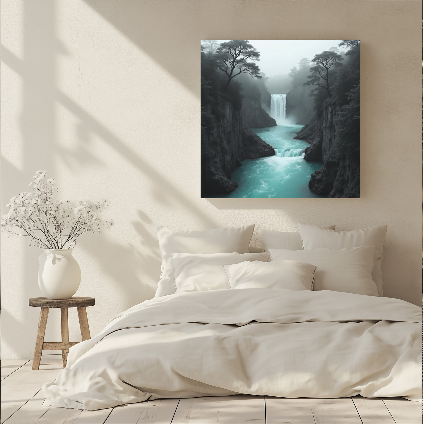 Turquoise Falls Canvas Art