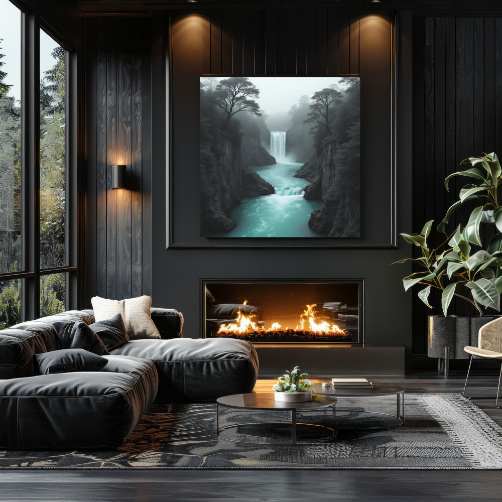 Turquoise Falls Canvas Art